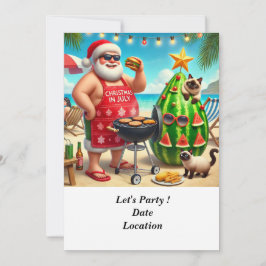 Weihnachten im Juli Pool Party mit dem Weihnachtsm Einladung