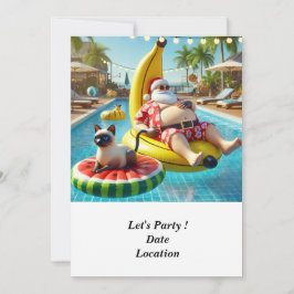 Weihnachten im Juli Pool Party mit dem Weihnachtsm Einladung