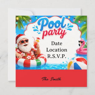 Weihnachten im Juli Poolparty mit dem Weihnachtsma Einladung