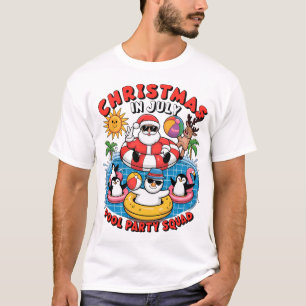 Weihnachten im Juli Poolparty-Truppe Lustiger Sant T-Shirt