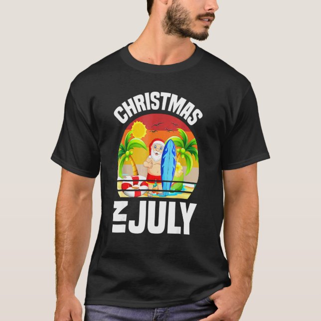 Weihnachten im Juli Retro Santa Sommerferien Stran T-Shirt (Vorderseite)