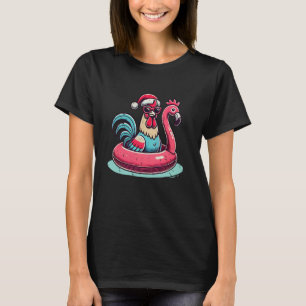 Weihnachten im Juli Rooster Santa Flamingo Flo T-Shirt