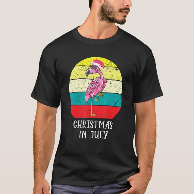 Weihnachten im Juli rosa Flamingo in der Weihnacht T-Shirt (Vorderseite)