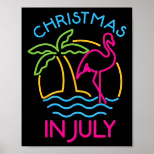 Weihnachten im Juli Rosa Flamingo Weihnachtsmann H Poster