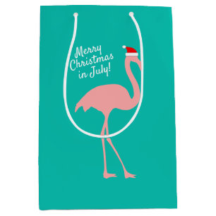 Weihnachten im Juli rosa Flamingo Weihnachtsmann Mittlere Geschenktüte