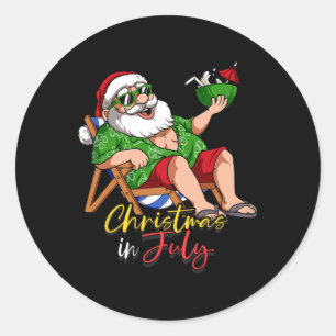 Weihnachten im Juli Santa 3 Runder Aufkleber