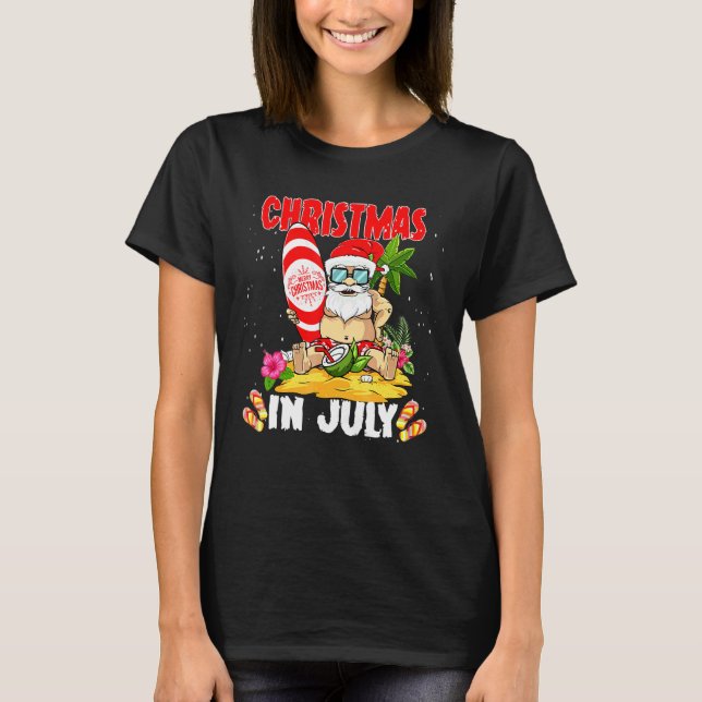 Weihnachten im Juli Santa Claus Beach Sommer 1 T-Shirt (Vorderseite)