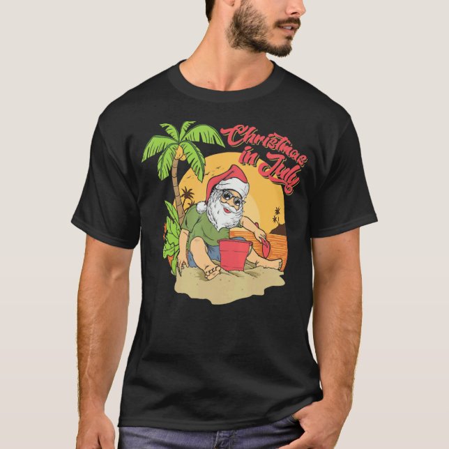 Weihnachten im Juli Santa Claus Beach Sommer Solst T-Shirt (Vorderseite)