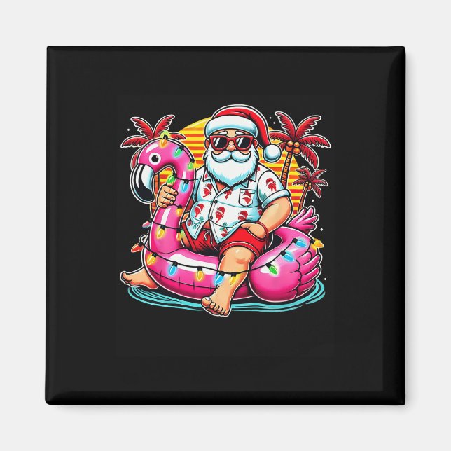 Weihnachten im Juli Santa Flamingo Float Sommer We Magnet (Vorne)