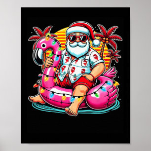 Weihnachten im Juli Santa Flamingo Float Sommer We Poster