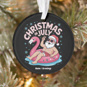 Weihnachten im Juli Santa Flamingo Funny Summer Xm Ornament