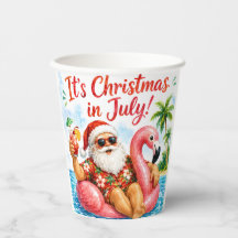 Weihnachten im Juli Santa Flamingo Hawaiianischer
