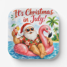 Weihnachten im Juli Santa Flamingo Hawaiianischer