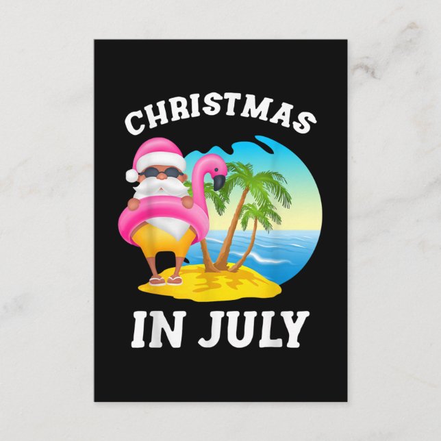 Weihnachten im Juli Santa Flamingo Pool Sommer Begleitkarte (Vorderseite)
