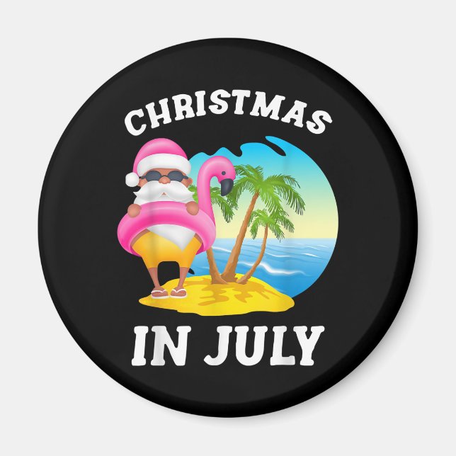 Weihnachten im Juli Santa Flamingo Pool Sommer Magnet (Vorne)