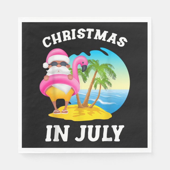 Weihnachten im Juli Santa Flamingo Pool Sommer Serviette (Vorderseite)