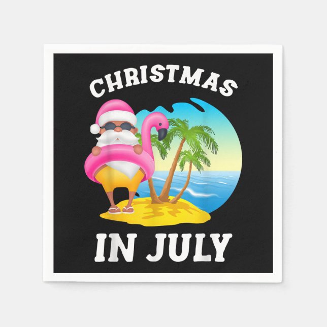 Weihnachten im Juli Santa Flamingo Pool Sommer Serviette (Vorderseite)