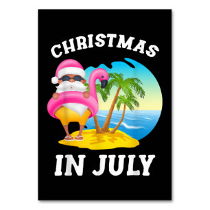 Weihnachten im Juli Santa Flamingo Pool Sommer Tischnummer