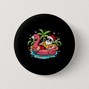 Weihnachten im Juli Santa Flamingo Strand Sommer Button