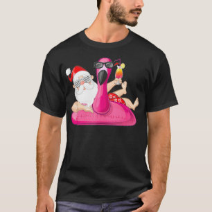 Weihnachten im Juli Santa Hawaii Flamingo Sommer V T-Shirt