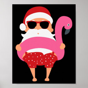 Weihnachten im Juli Santa Hawaii Sonnenbrille Flam Poster