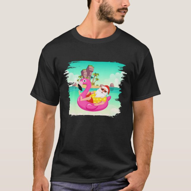 Weihnachten im Juli Santa Hawaii Sonnenbrille Flam T-Shirt (Vorderseite)
