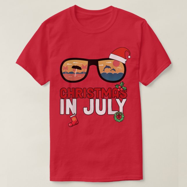 Weihnachten im Juli Santa Hawaii Sonnenbrille Somm T-Shirt (Design vorne)