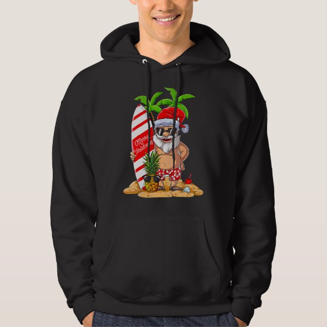 Weihnachten im Juli Santa Hawaii Surfen Sommer Chr Hoodie (Vorderseite)