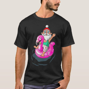 Weihnachten im Juli Santa Hawaiian Flamingo Summer T-Shirt