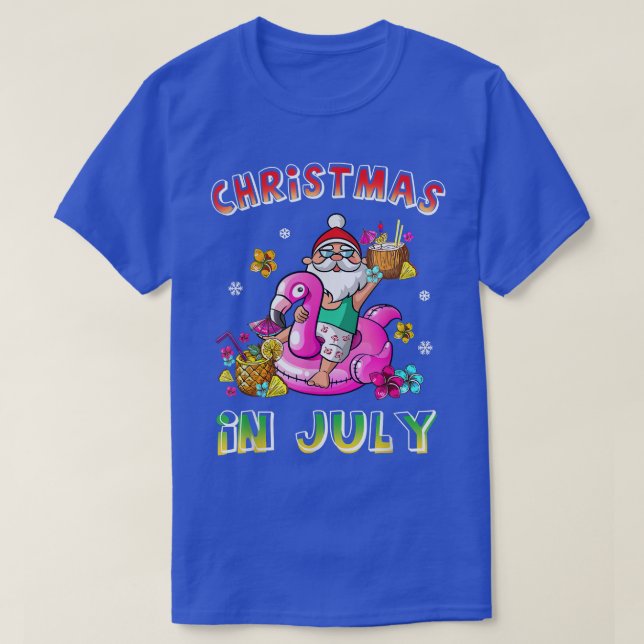 Weihnachten im Juli Santa Hawaiian Sonnenbrille Pi T-Shirt (Design vorne)