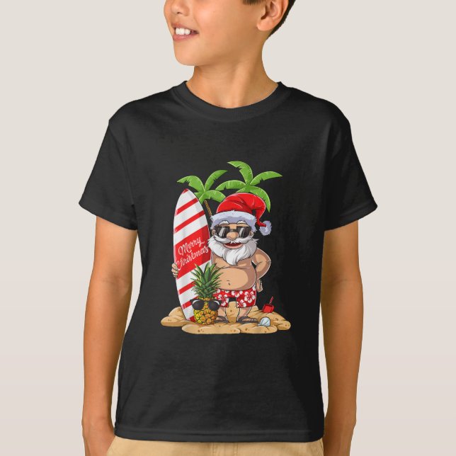 Weihnachten im Juli Santa Hawaiian Surfen T-Shirt (Vorderseite)
