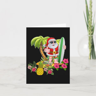 Weihnachten im Juli Santa Hawaiian Surfen T Shirt Karte