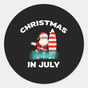 Weihnachten im Juli Santa Hawaiian Surfing Candy C Runder Aufkleber