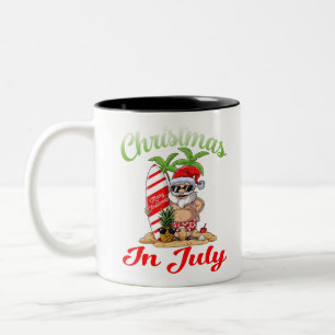 Weihnachten im Juli Santa Hawaiian Surfing T-Shirt Zweifarbige Tasse