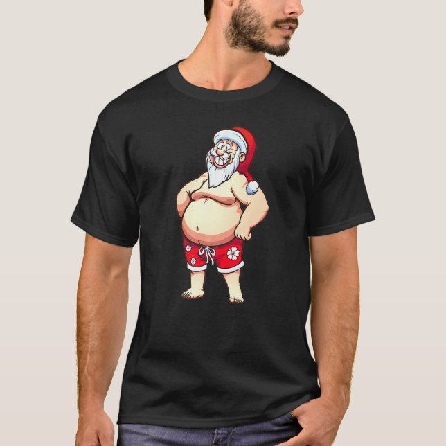 Weihnachten im Juli Santa Hawaiianisches Sommersur T-Shirt (Vorderseite)