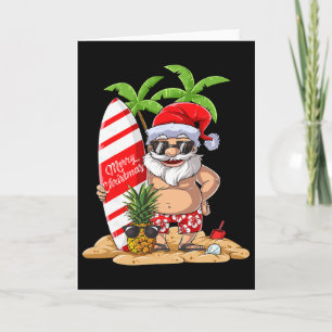 Weihnachten im Juli Santa Hawaiianisches Surfen Ge Karte