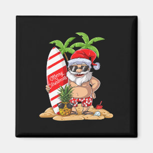 Weihnachten im Juli Santa Hawaiianisches Surfen Ge Magnet