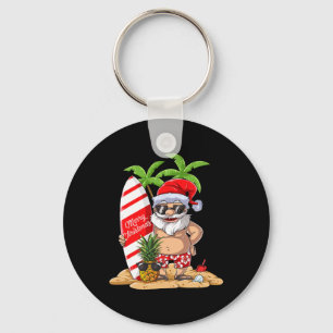 Weihnachten im Juli Santa Hawaiianisches Surfen Ge Schlüsselanhänger