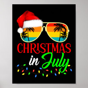 Weihnachten im Juli Santa-Hut Sonnenbrille Sommerf Poster