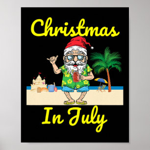 Weihnachten im Juli Santa Hut Strand Sommerferien Poster