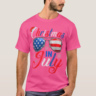 Weihnachten im Juli Santa Hut US Flagge Sonnenbril T-Shirt