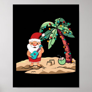 Weihnachten im Juli Santa mit Ukulele auf hawaiian Poster