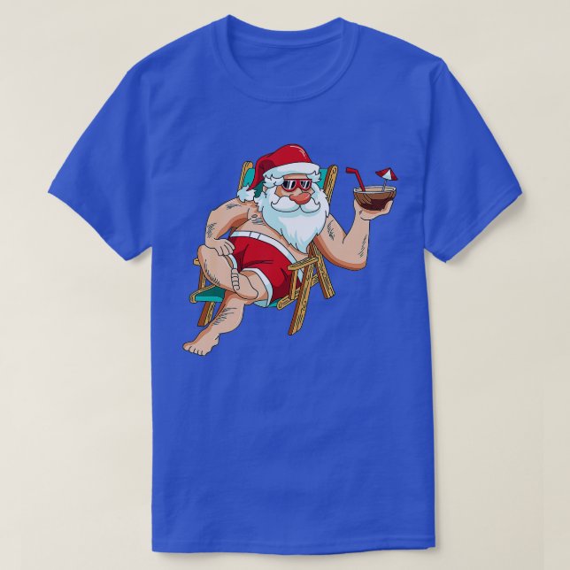 Weihnachten im Juli Santa on Beach Independence Da T-Shirt (Design vorne)
