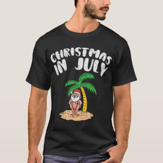 Weihnachten im Juli Santa Palm Tree Beach Sommer T T-Shirt