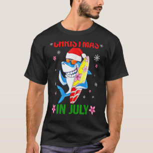 Weihnachten im Juli Santa Shark Surfer Sommerferie T-Shirt