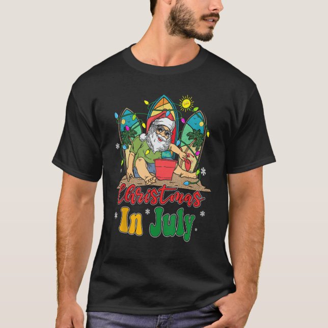 Weihnachten im Juli Santa Sommerferien Strand T-Shirt (Vorderseite)