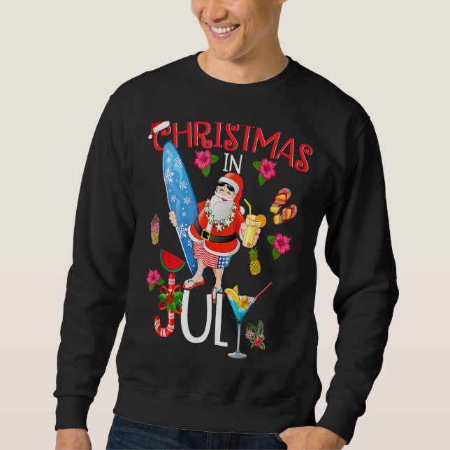 Weihnachten im Juli Santa Summer Beach Urlaub Sweatshirt (Vorderseite)