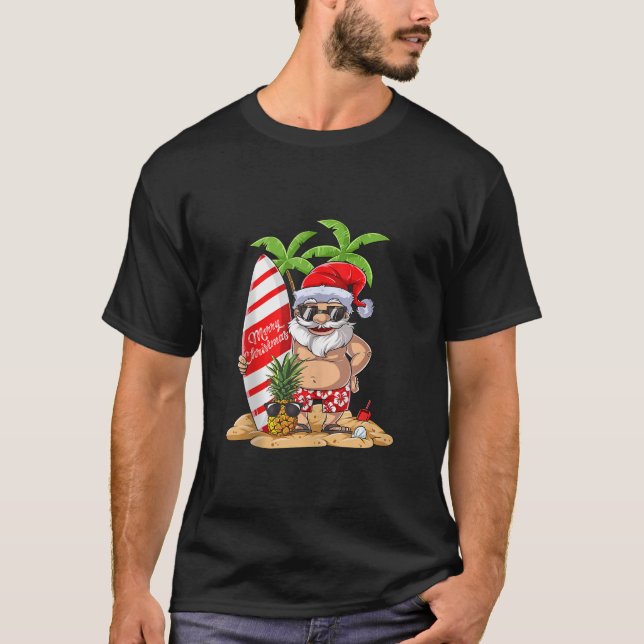 Weihnachten im Juli Santa Surf Hawaiian Men Sommer T-Shirt (Vorderseite)