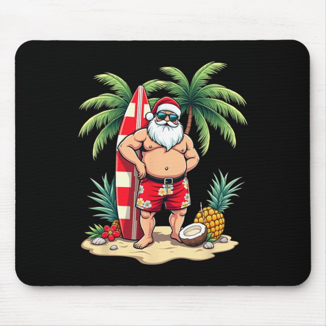 Weihnachten im Juli Santa Surf Sommer Surfen _5 Mousepad (Vorne)