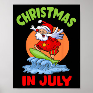 Weihnachten im Juli Santa Surfing Kinder Kleinkind Poster